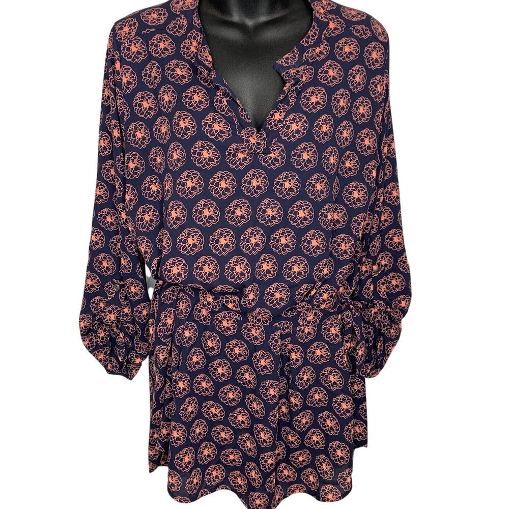 Full Moon Women's XL Navy Maternity Blouse Wrap Belt,  Roll Sleeve